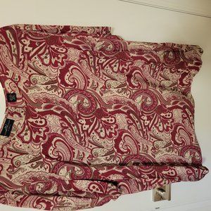 100% silk raspberry paisley short-sleeve blouse by Andrea Vaccaro Woman, size 24